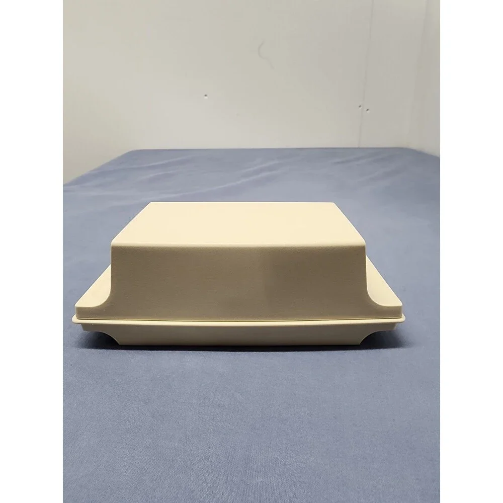 Vintage Tupperware Double Stick Butter Dish or Cream Cheese Keeper w Lid Almond